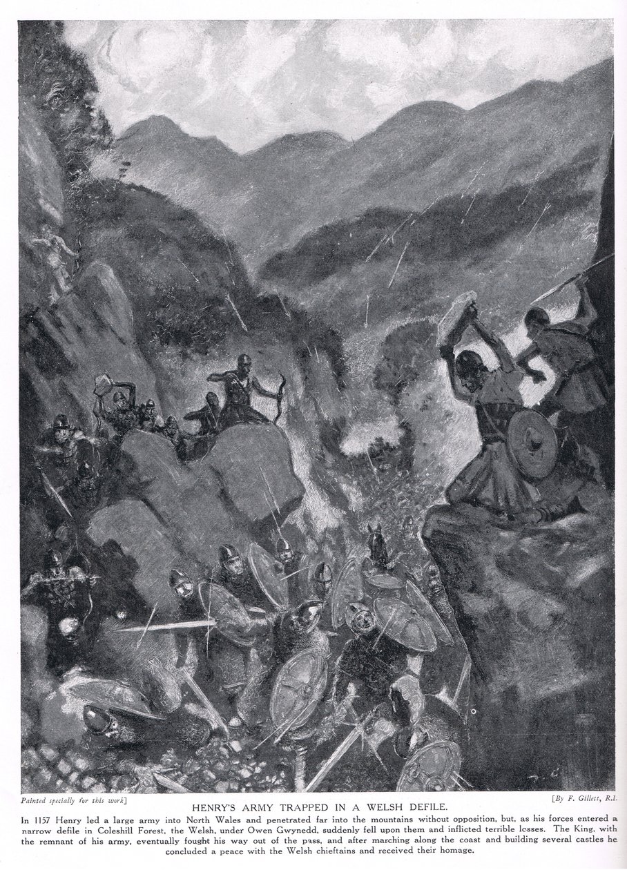 El ejército de Enrique atrapado en un desfiladero galés, años 1920 de Frank Gillett