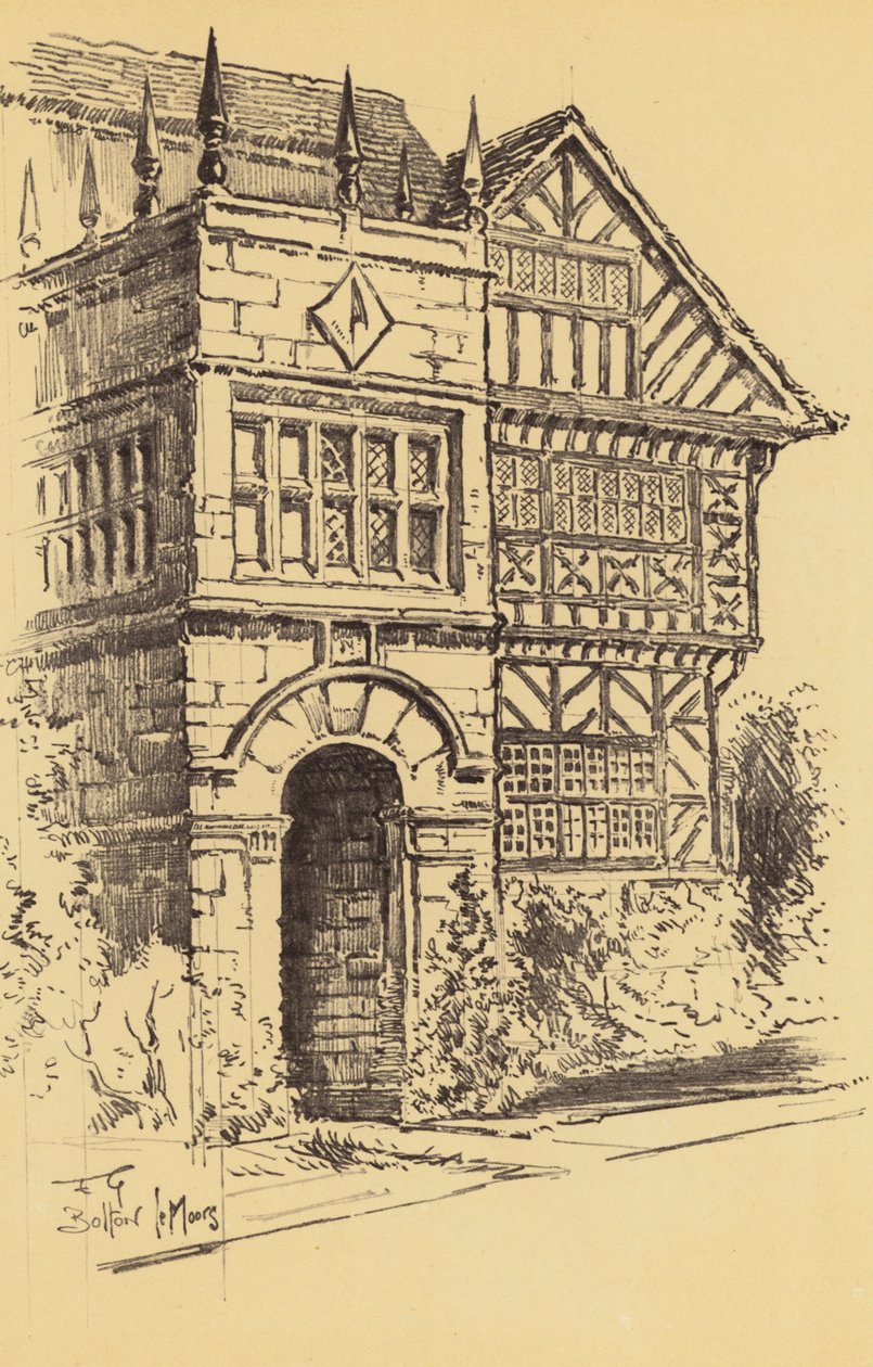 Hall-i-th-Wood, Bolton-le-Moors (litografía) de Frank Greenwood