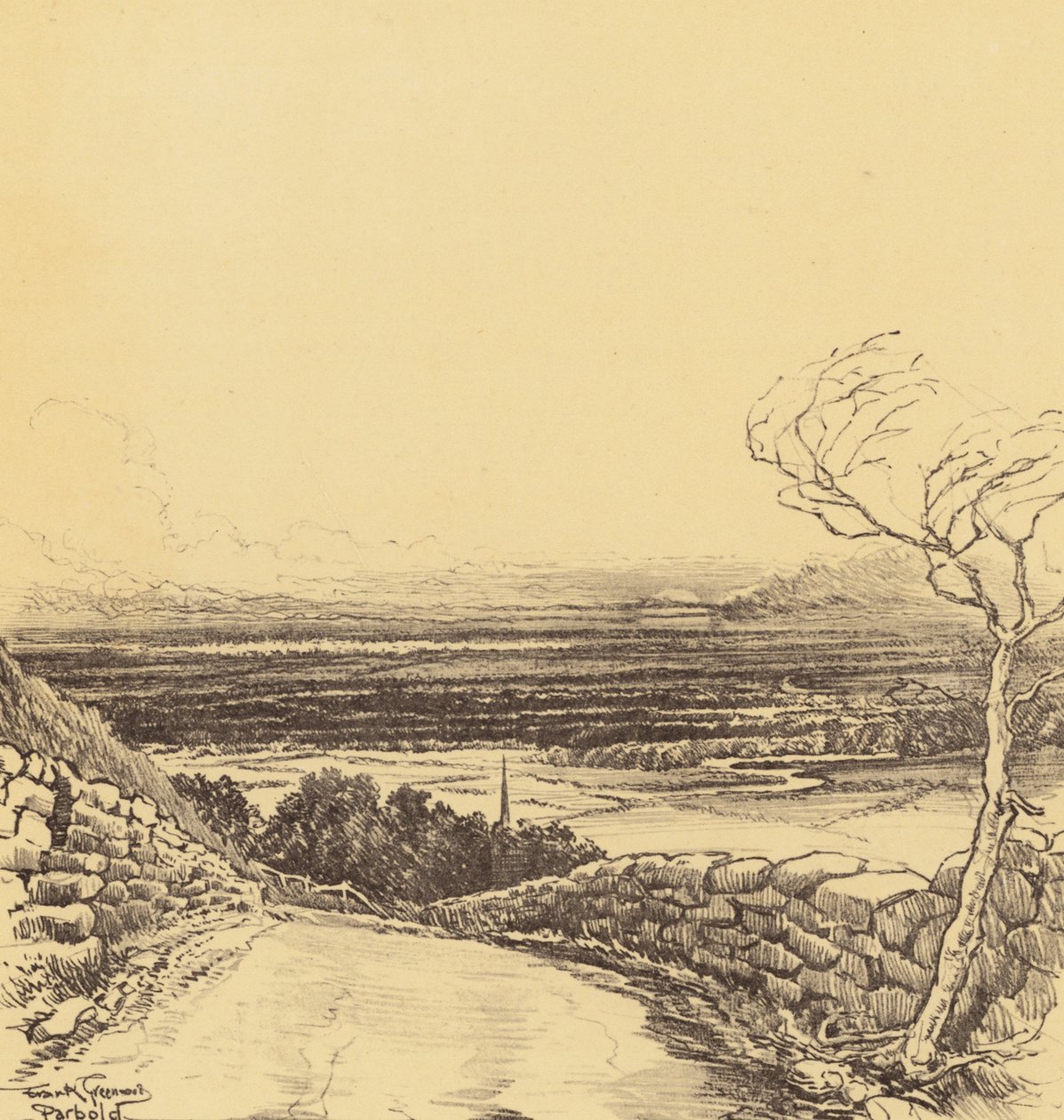 Vista oeste desde Parbold (litografía) de Frank Greenwood