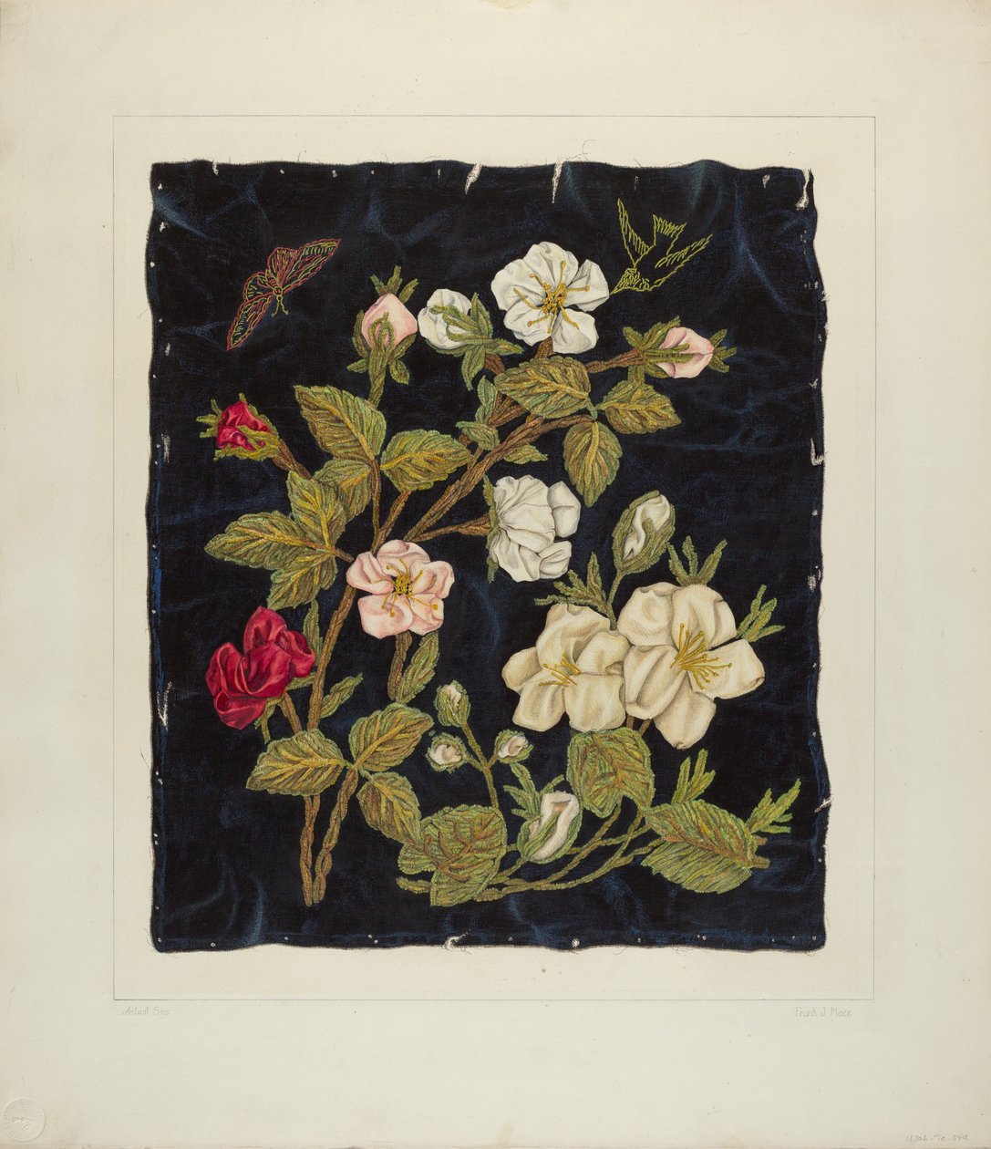 Flores hechas a mano sobre negro, 1935-1942 de Frank J Mace