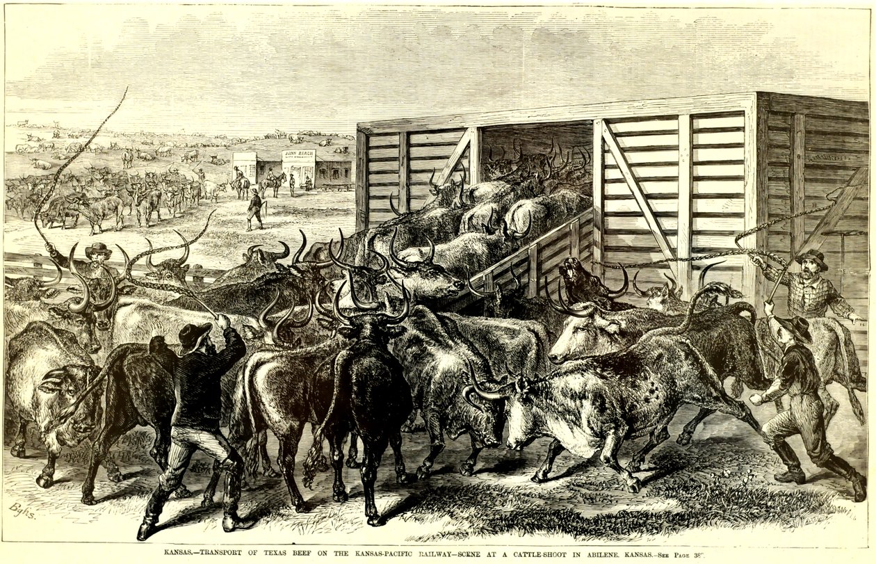 Rampa de ganado en Abilene, Kansas, c. 1871 de Frank Leslie