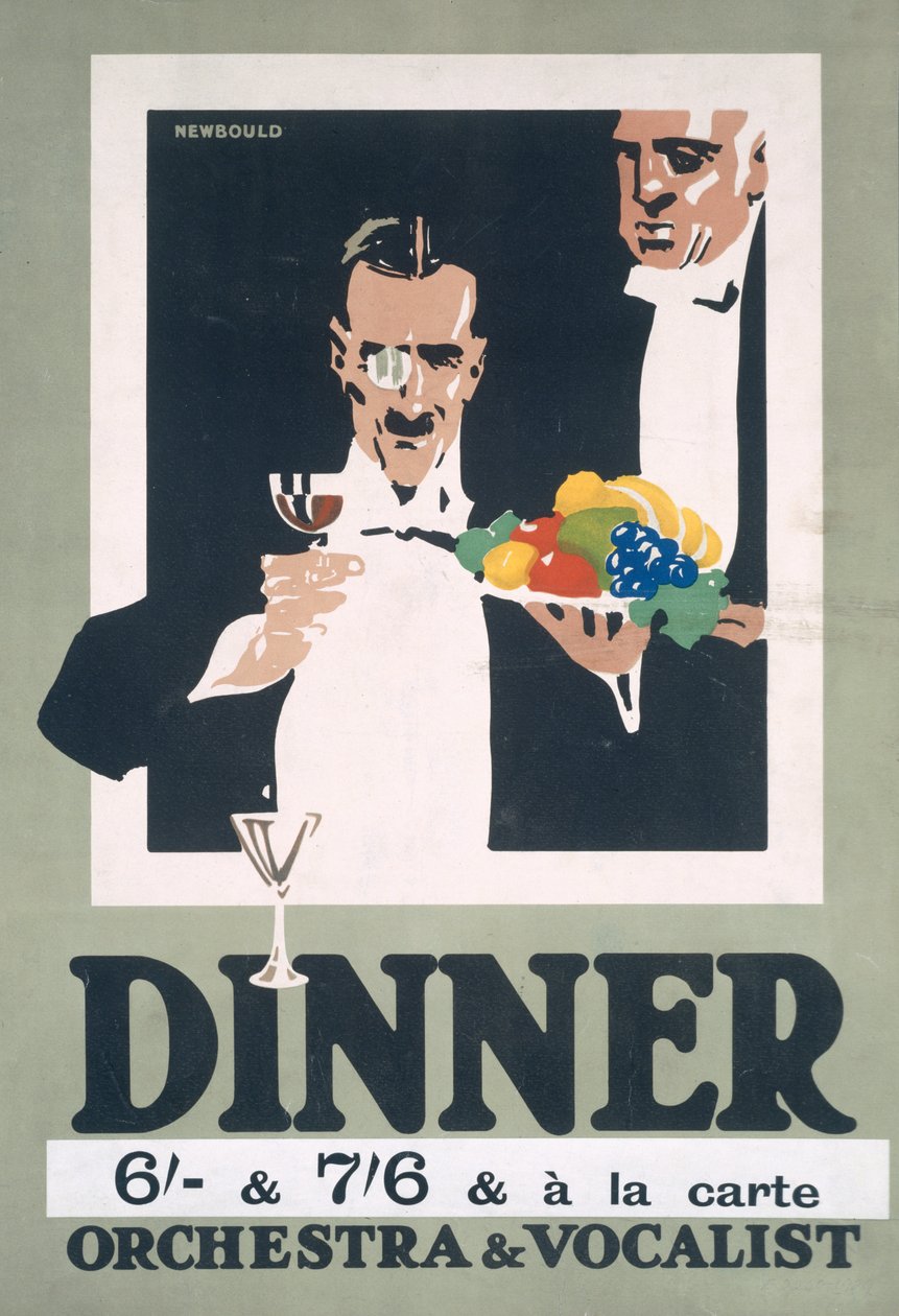 Werbung für Abendessen und Orchester und Sänger von Frank Newbould