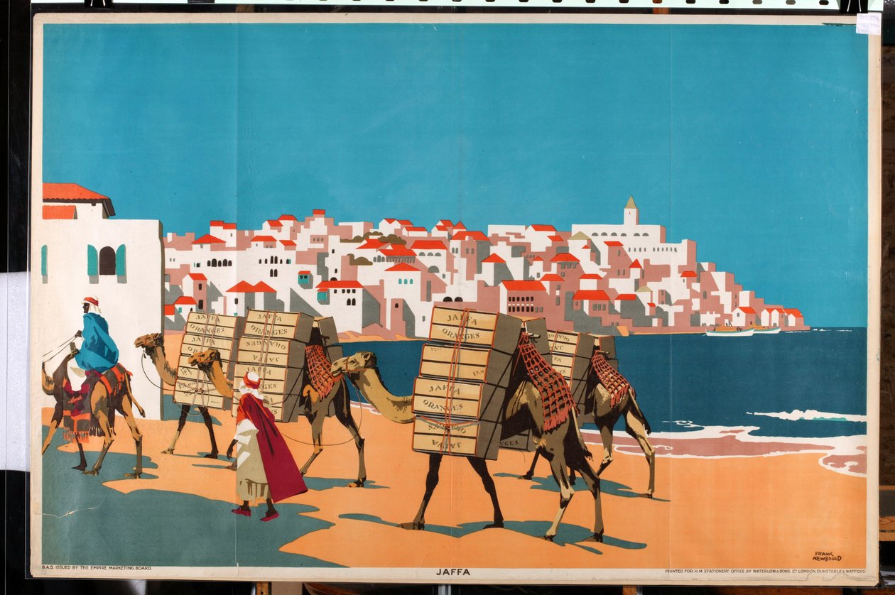 Jaffa, de la serie "Comprar naranjas de Jaffa" (litografía en color) de Frank Newbould