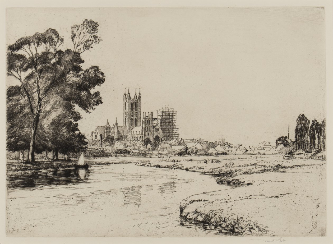 Canterbury desde los prados, 1930 de Frank Short