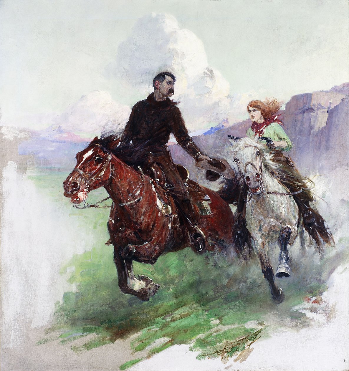 Cabalgando duro con dos tiradores de Frank Tenney Johnson