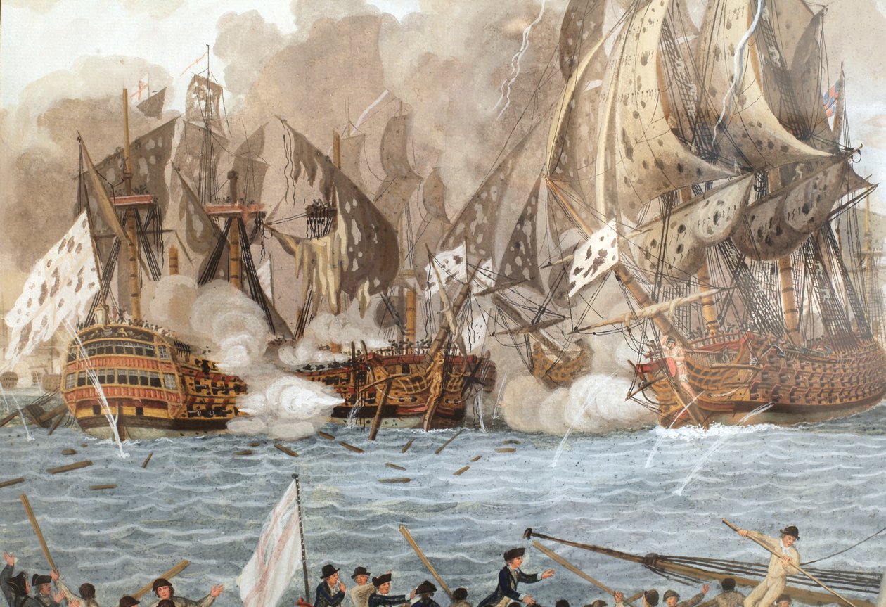 Batalla naval librada el 12 de abril de 1782 cerca de Guadalupe (es decir, Batalla de los Santos) de François Aimé Louis Dumoulin