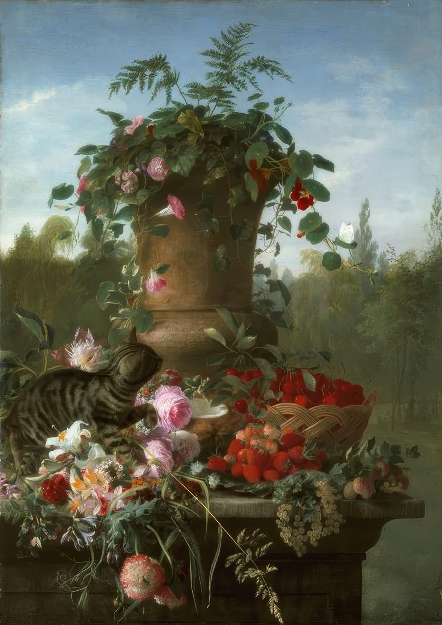 Naturaleza muerta con flores y frutas de François Antoine de Bruycker