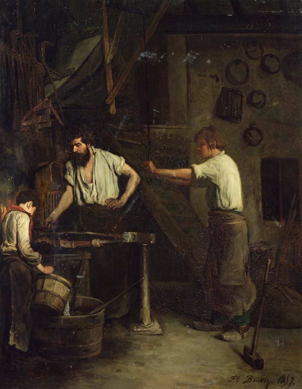 Los herreros, memoria de Treport, 1857 de François Bonvin