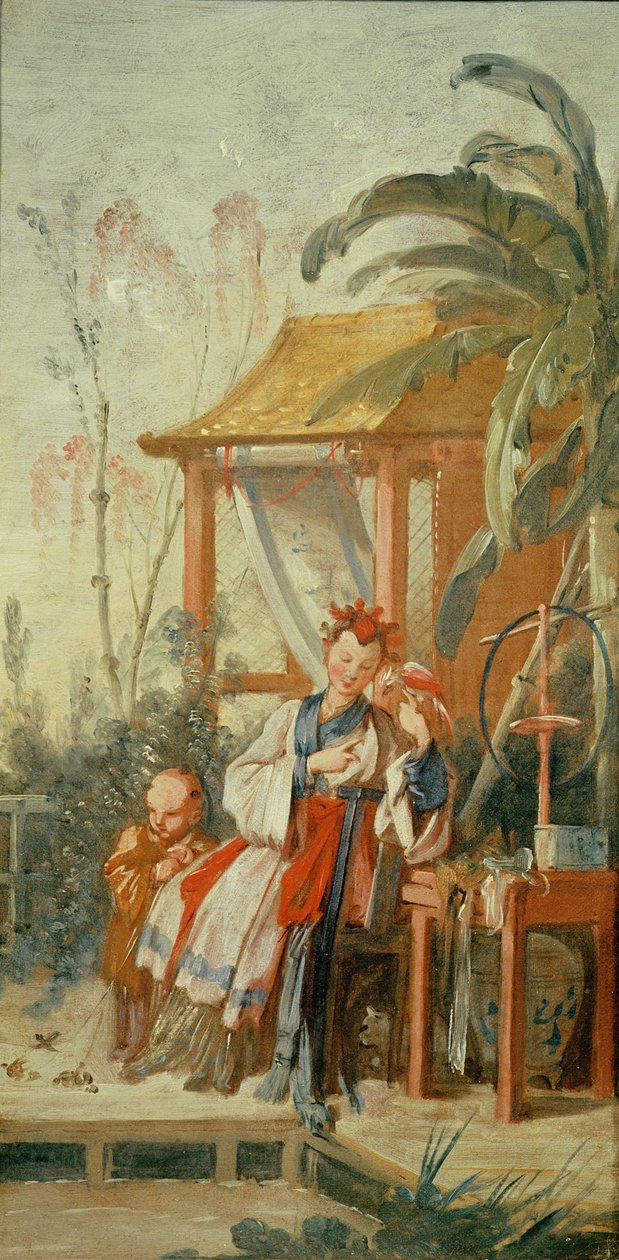 Un jardín chino, estudio para un cartón de tapiz, c.1742 de François Boucher