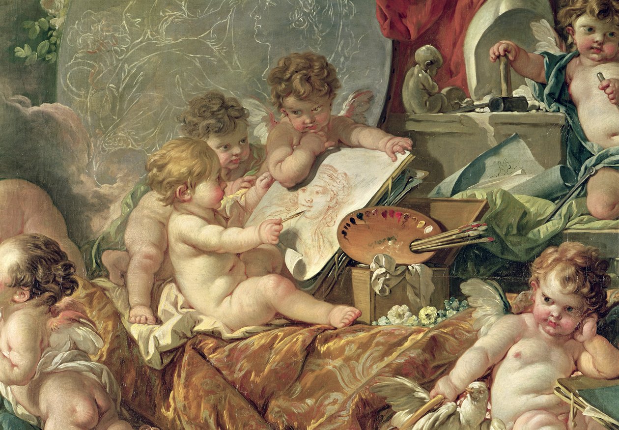 El genio enseñando las artes, 1761 (detalle) de François Boucher