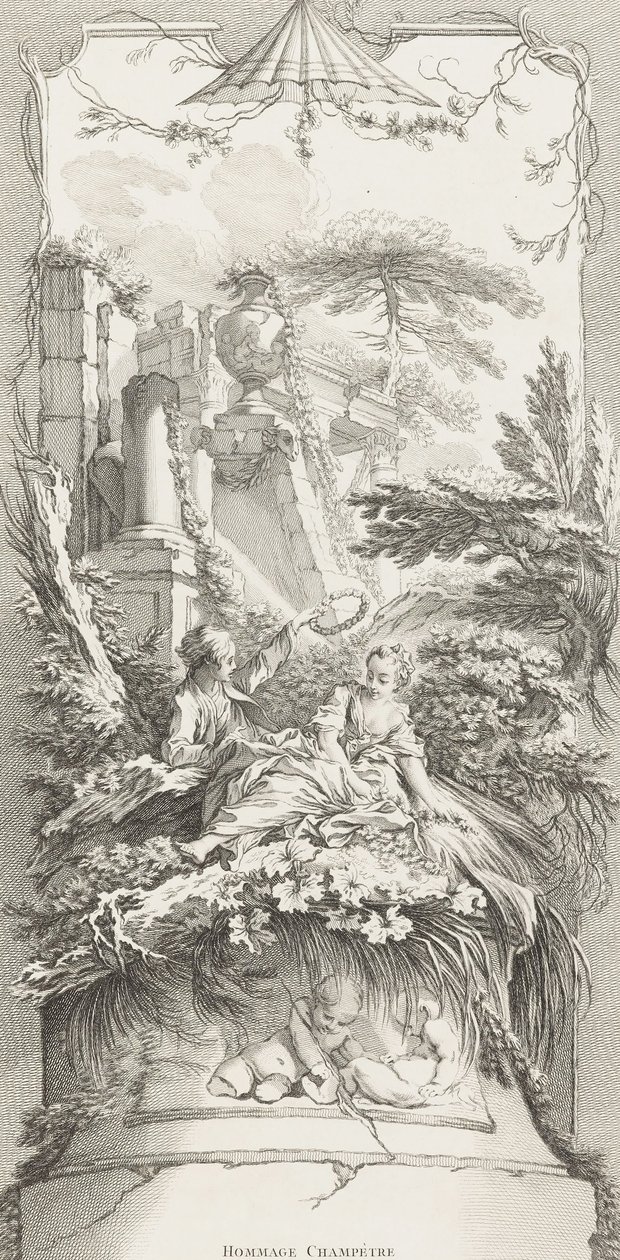 Hommage Champêtre (Pastoral) en Nouveaux Morceaux pour des Paravents de François Boucher