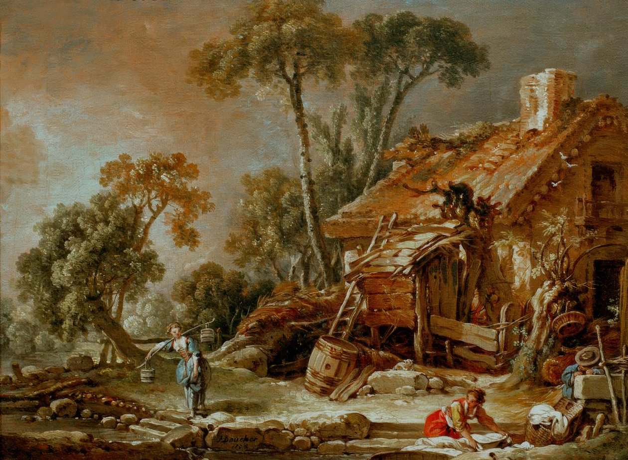 Paisaje con casa de campo de François Boucher