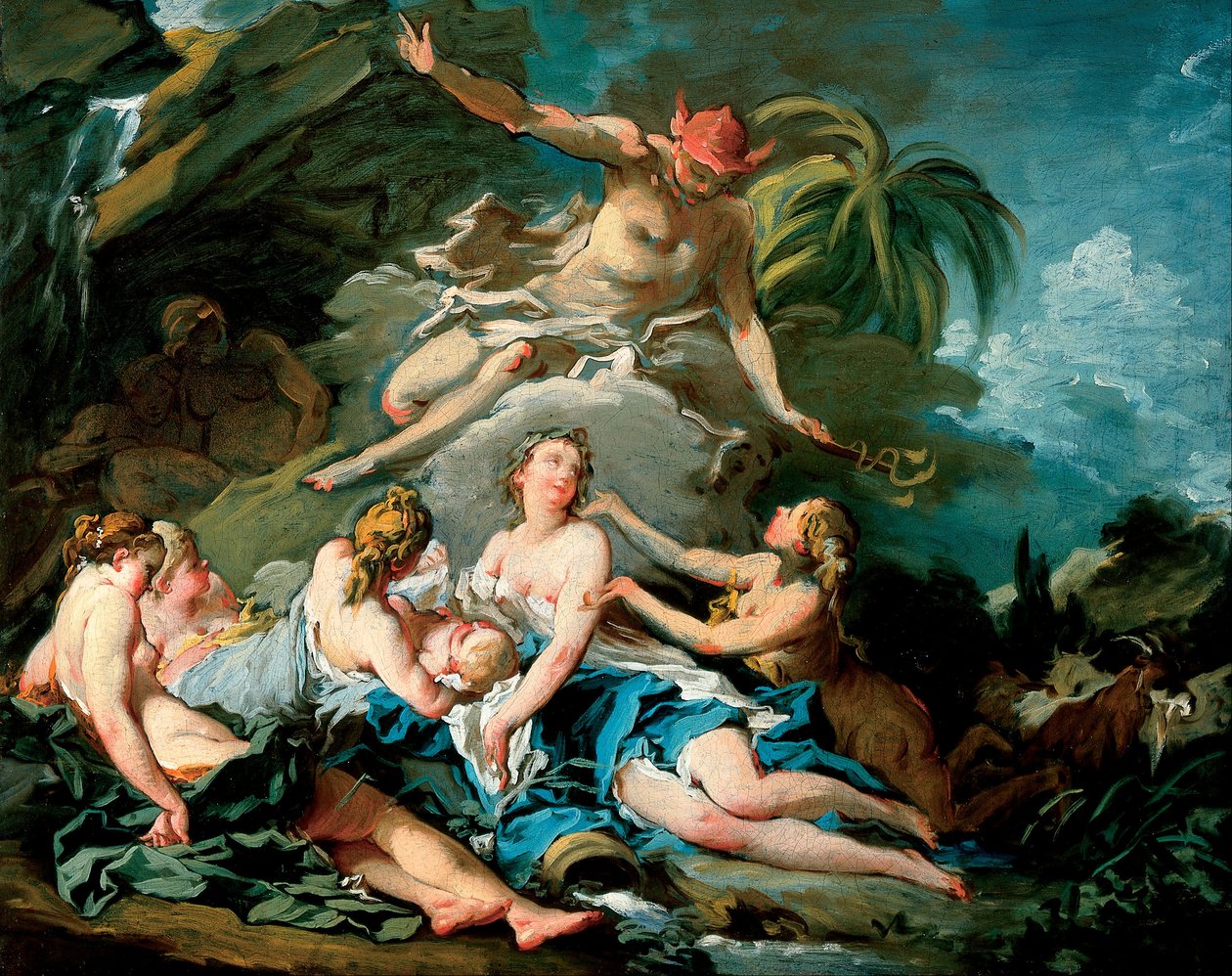 Mercurio confiando el infante Baco a las ninfas de Nisa de François Boucher