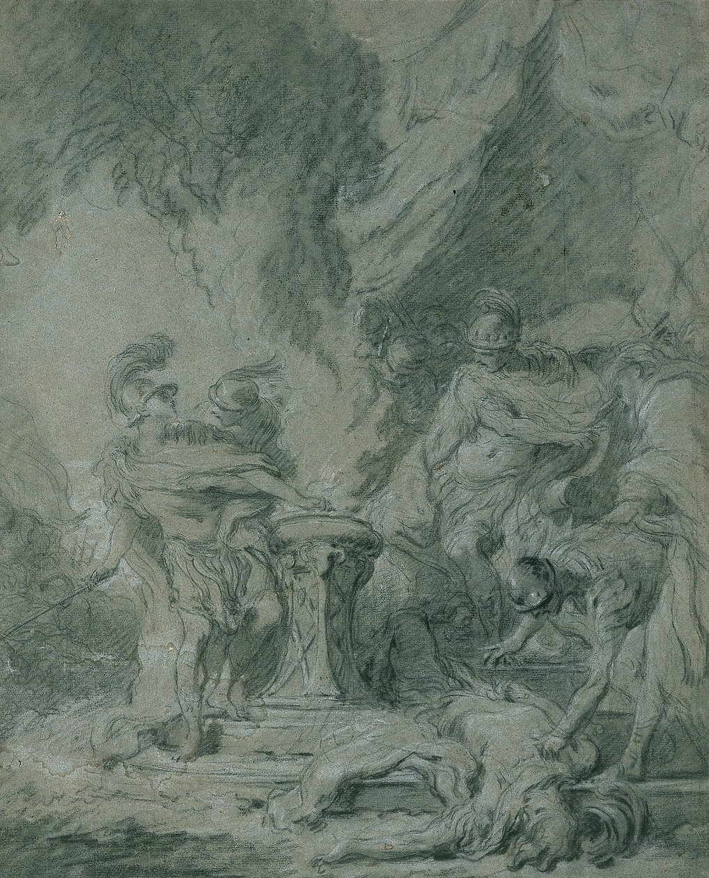 Mucio Escévola poniendo su mano en el fuego de François Boucher