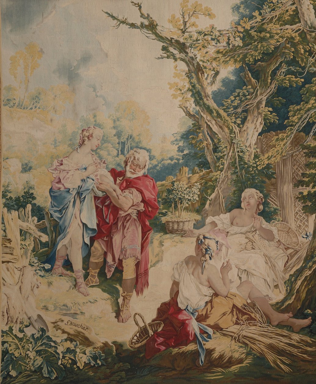 Tapiz que muestra a Psique y el Cestero de François Boucher