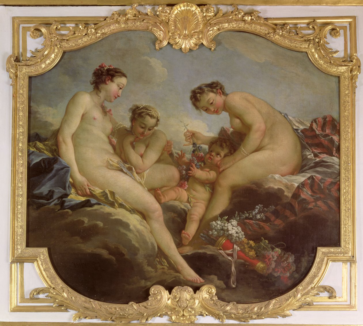 Las Tres Gracias, panel decorativo del Dormitorio de la Princesa de Rohan, c.1735-40 de François Boucher