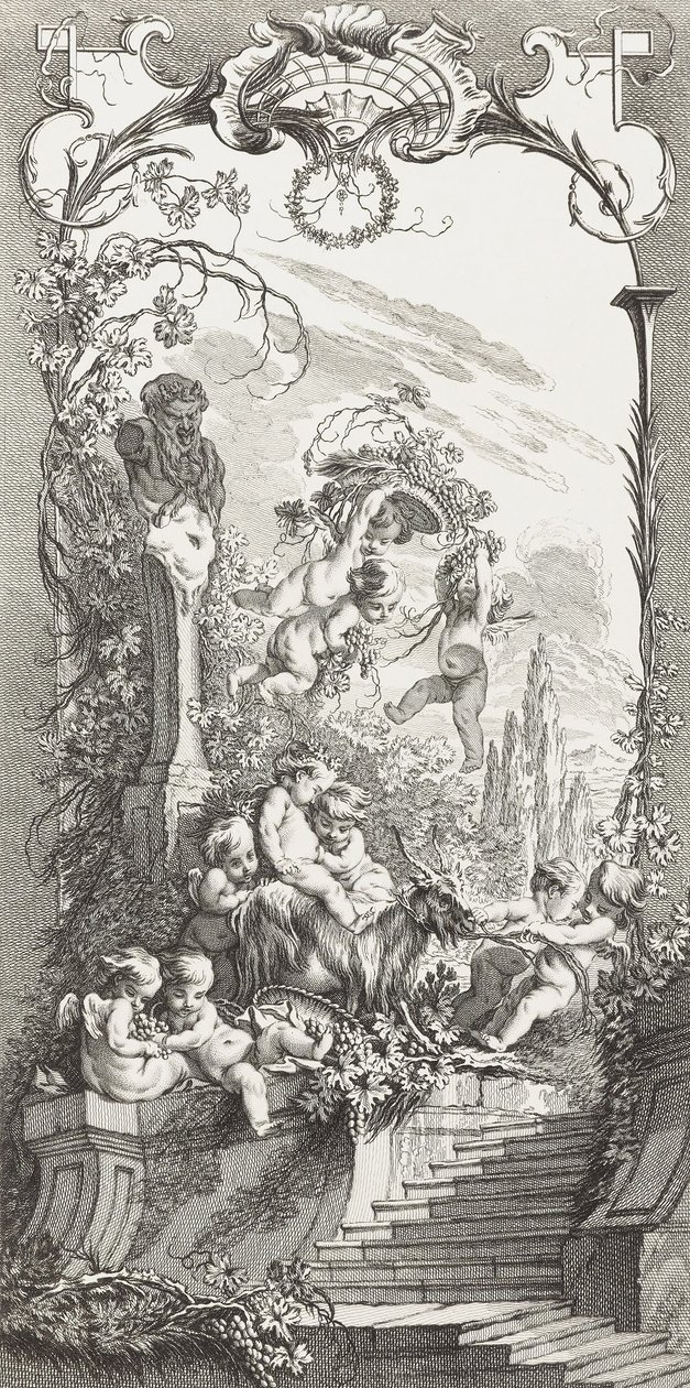 Triomphe de Priape (Triunfo de Príapo) en Nouveaux Morceaux pour des Paravents de François Boucher