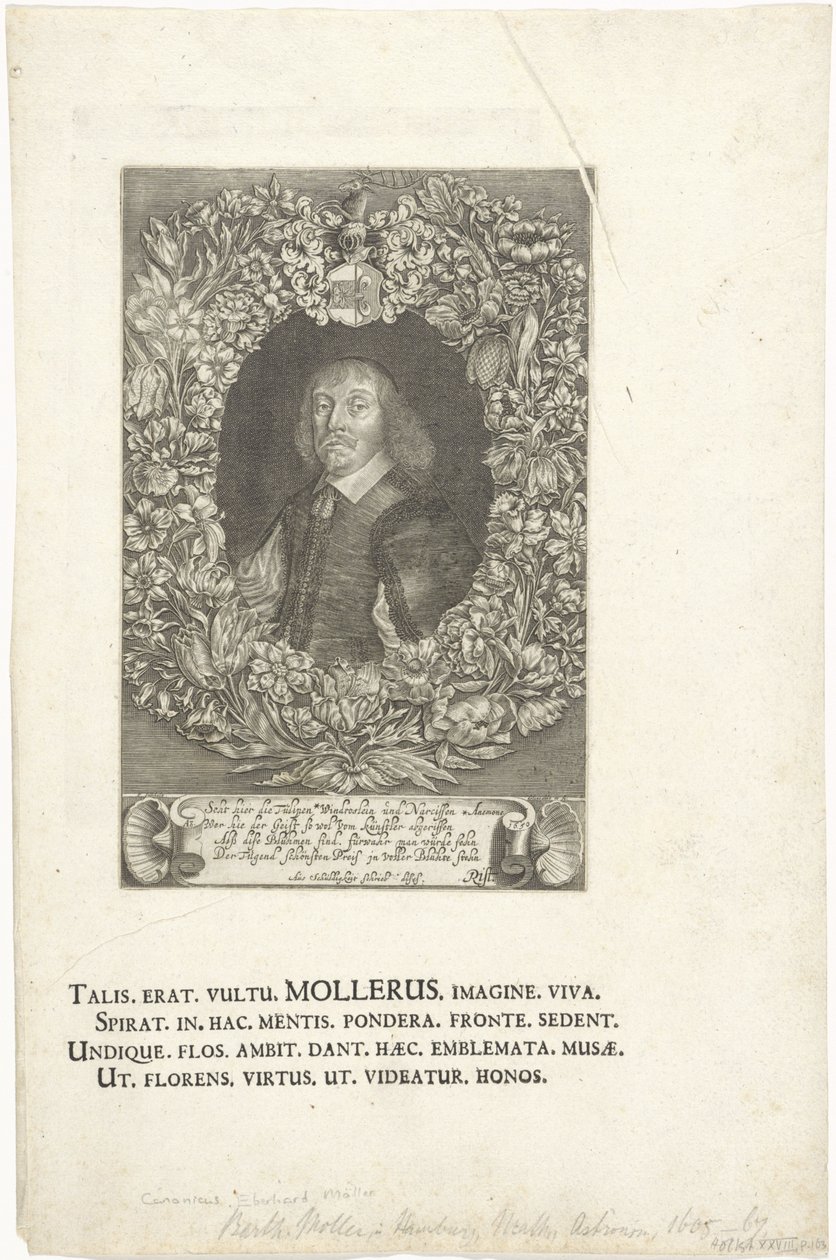 Grabado del retrato de Barthold Moller, abogado y alcalde de Hamburgo (1643-1667) de François Stuerhelt