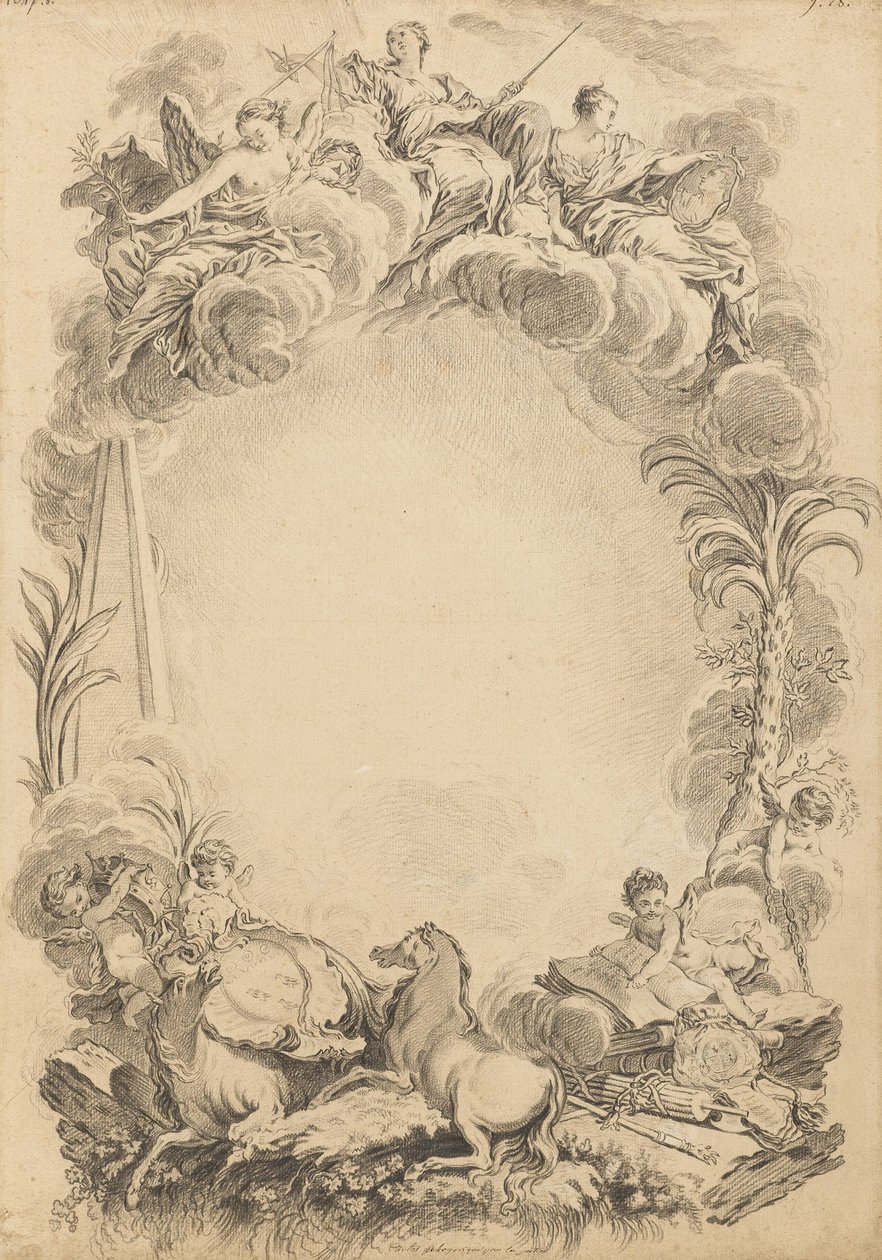 Diseño para un escudo en honor a William Earl Cowper (ca. 1665-1723) de François Boucher