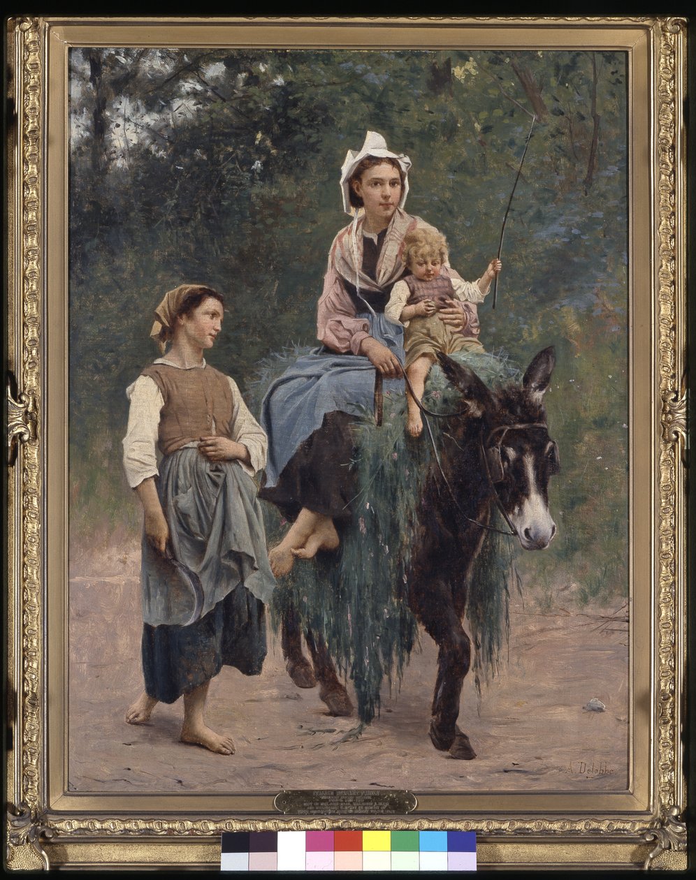 Familia campesina italiana, fecha desconocida (óleo sobre lienzo) de François Alfred Delobbe