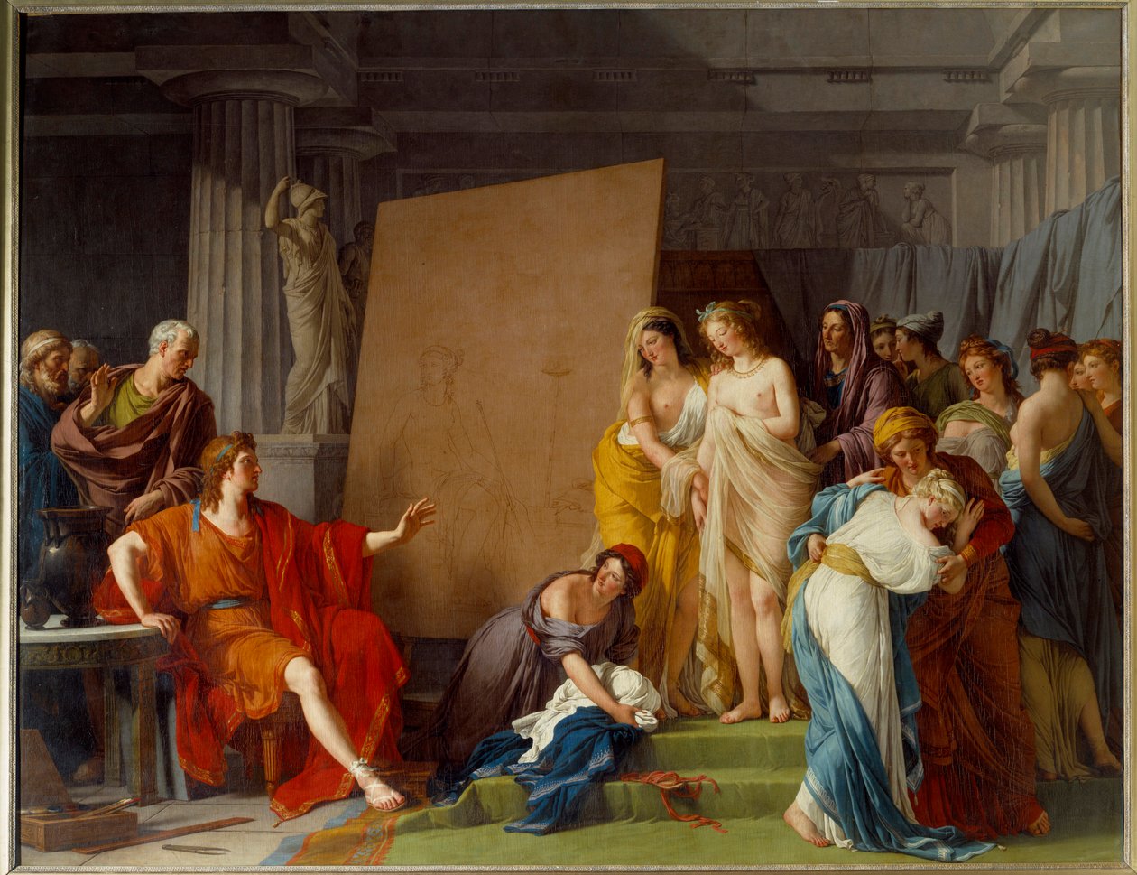 El pintor Zeuxis eligiendo como modelo a las chicas más bellas de Crotona de François André Vincent