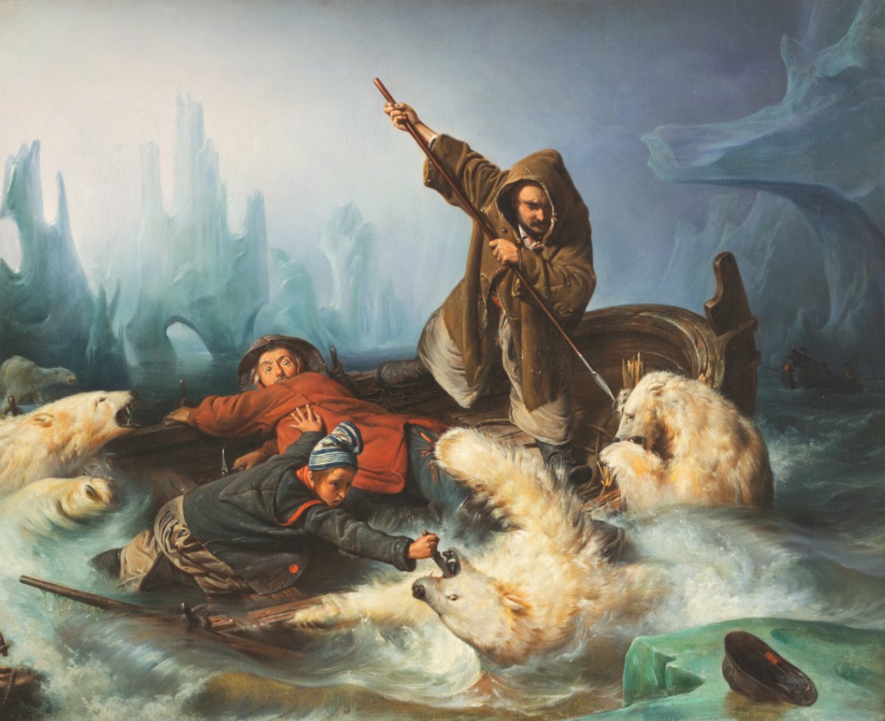 Osos polares luchando, 1839 de François August Biard