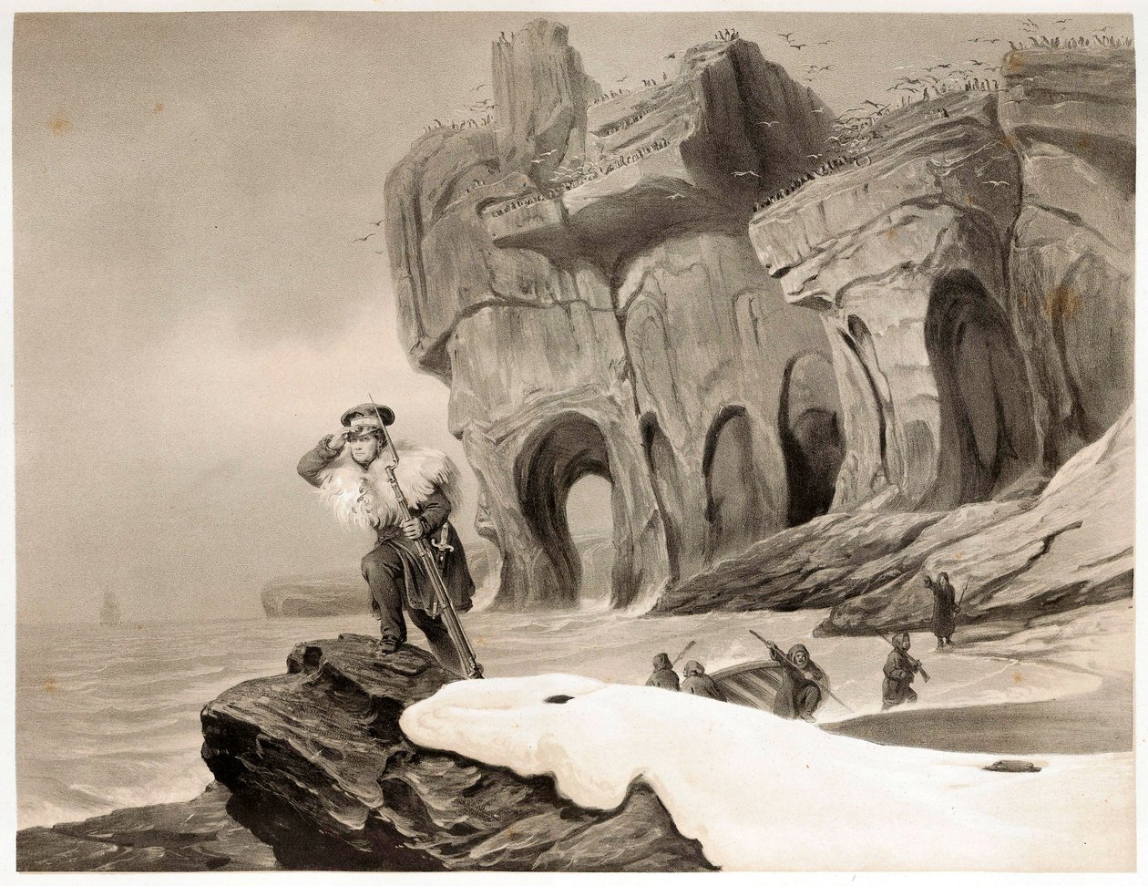 Isla del Oso de Viajes en Escandinavia, en Laponia, en Spitzberg y en las Feroe, pub. 1852 de François Auguste Biard