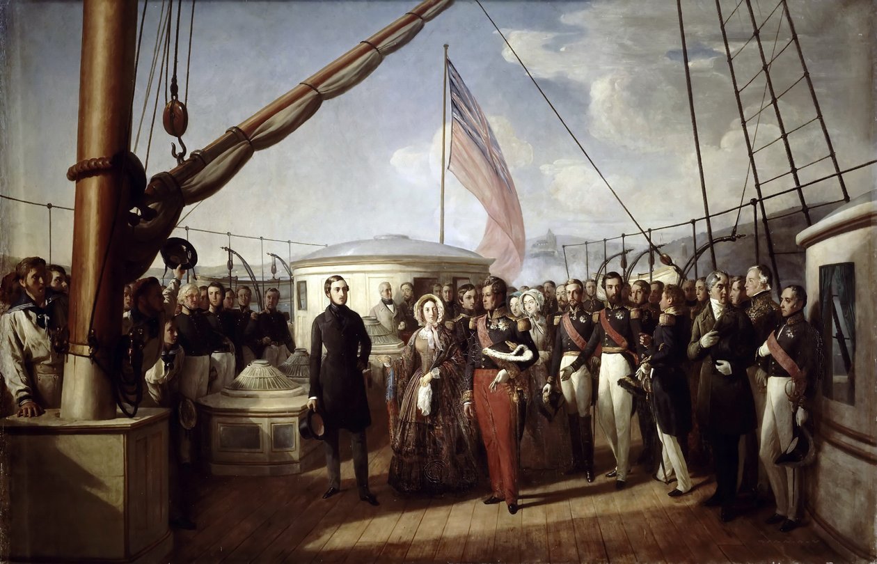La Reina Victoria recibió al Rey Luis Felipe I a bordo del Yate Real, 2 de septiembre de 1843 de François Auguste Biard