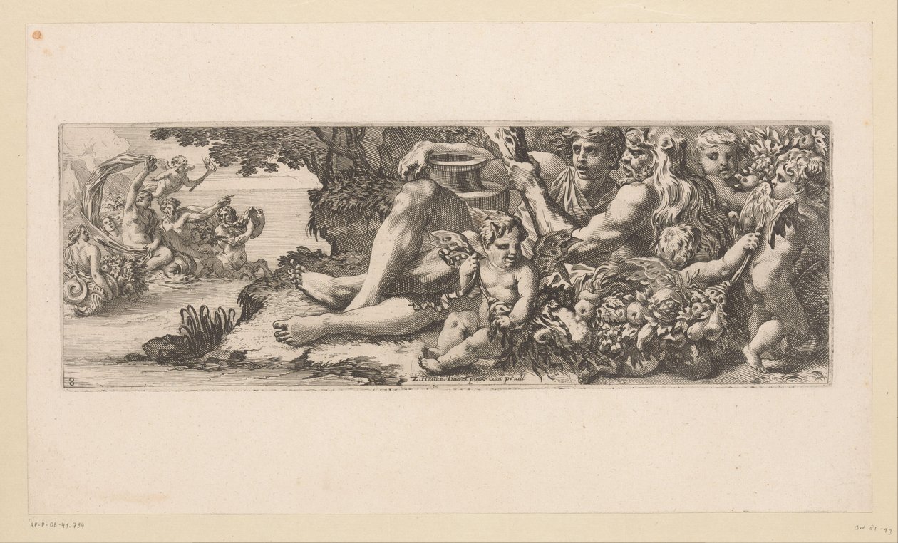 Triunfo de Galatea con Hércules y figuras alegóricas en la orilla Figuras mitológicas junto al agua (título de la serie) de François Bignon (attributed to)