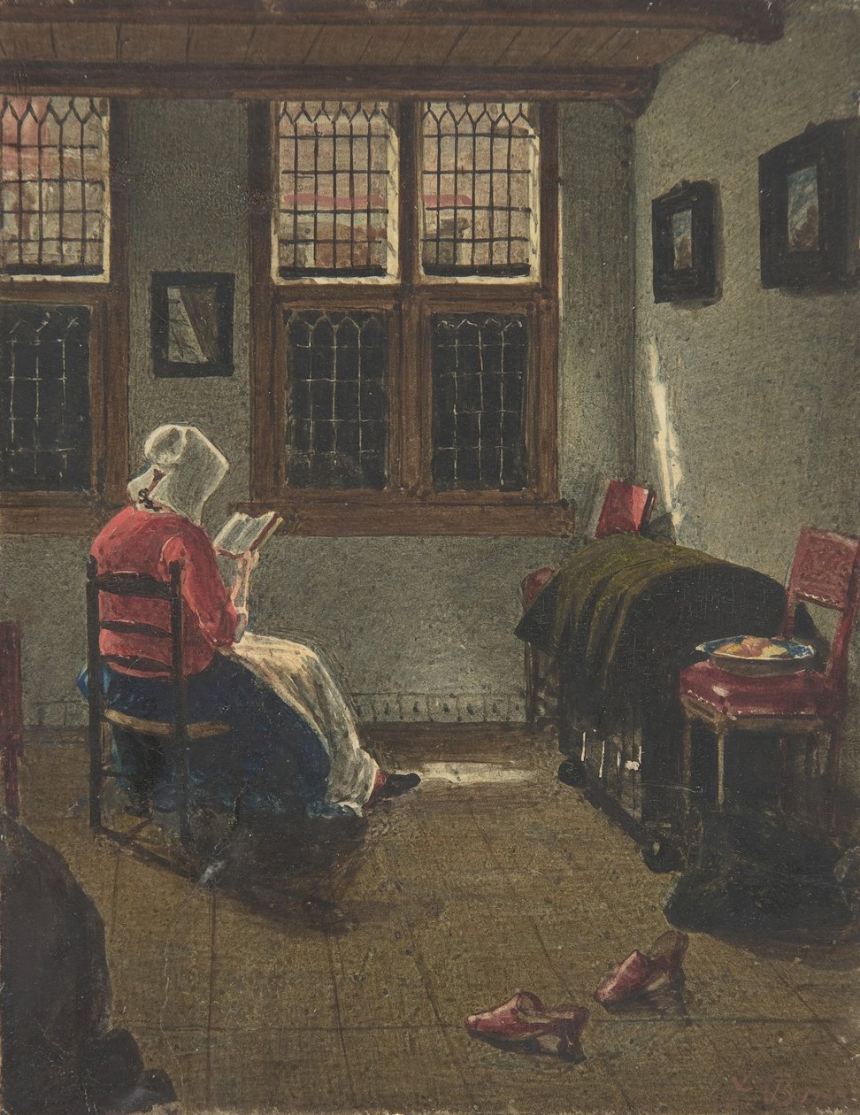 Una Mujer Leyendo, después de Pieter Janssens Elinga, 1846-47 de François Bonvin