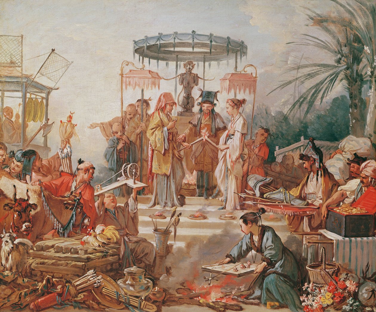 Un matrimonio chino, estudio para un cartón de tapiz, c.1742 de François Boucher