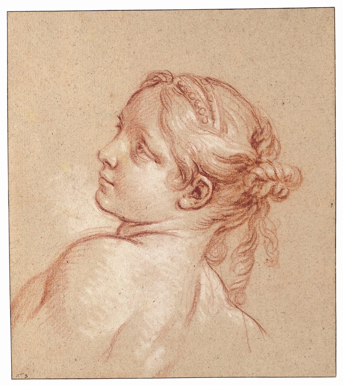 Una niña, busto, su cabeza inclinada a la izquierda de François Boucher