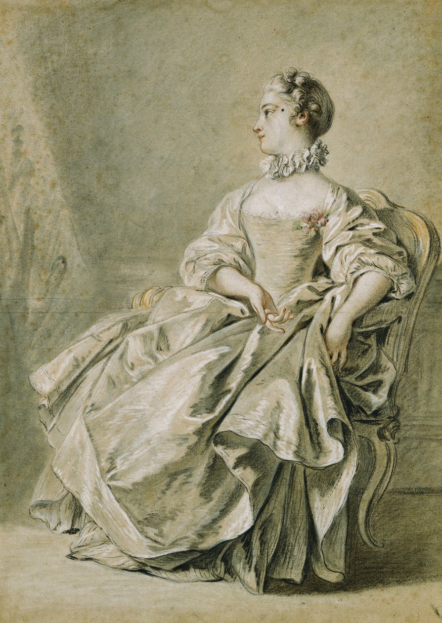 Una joven sentada de perfil a la izquierda de François Boucher