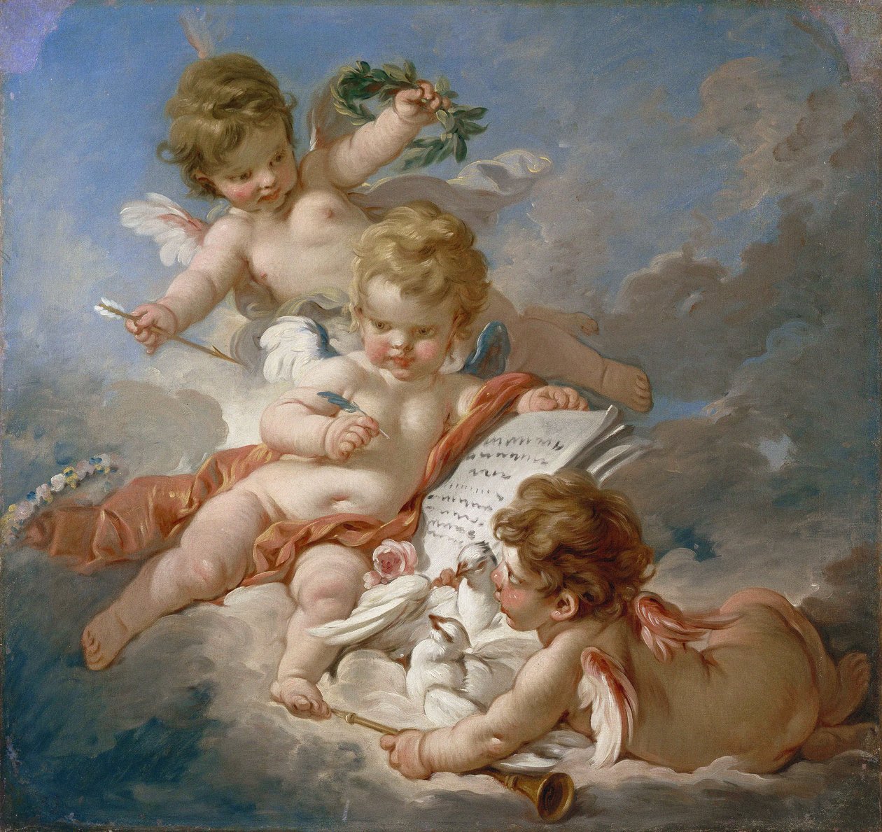 Boucher - Cupidos. Alegoría de la poesía, años 1760FXD de François Boucher