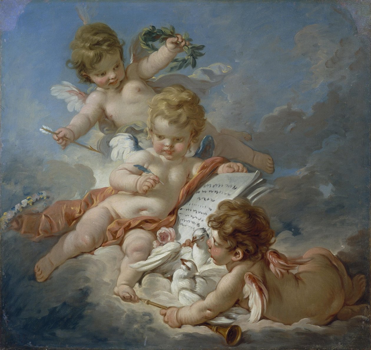 Boucher - Cupidos. Alegoría de la poesía, años 1760 de François Boucher