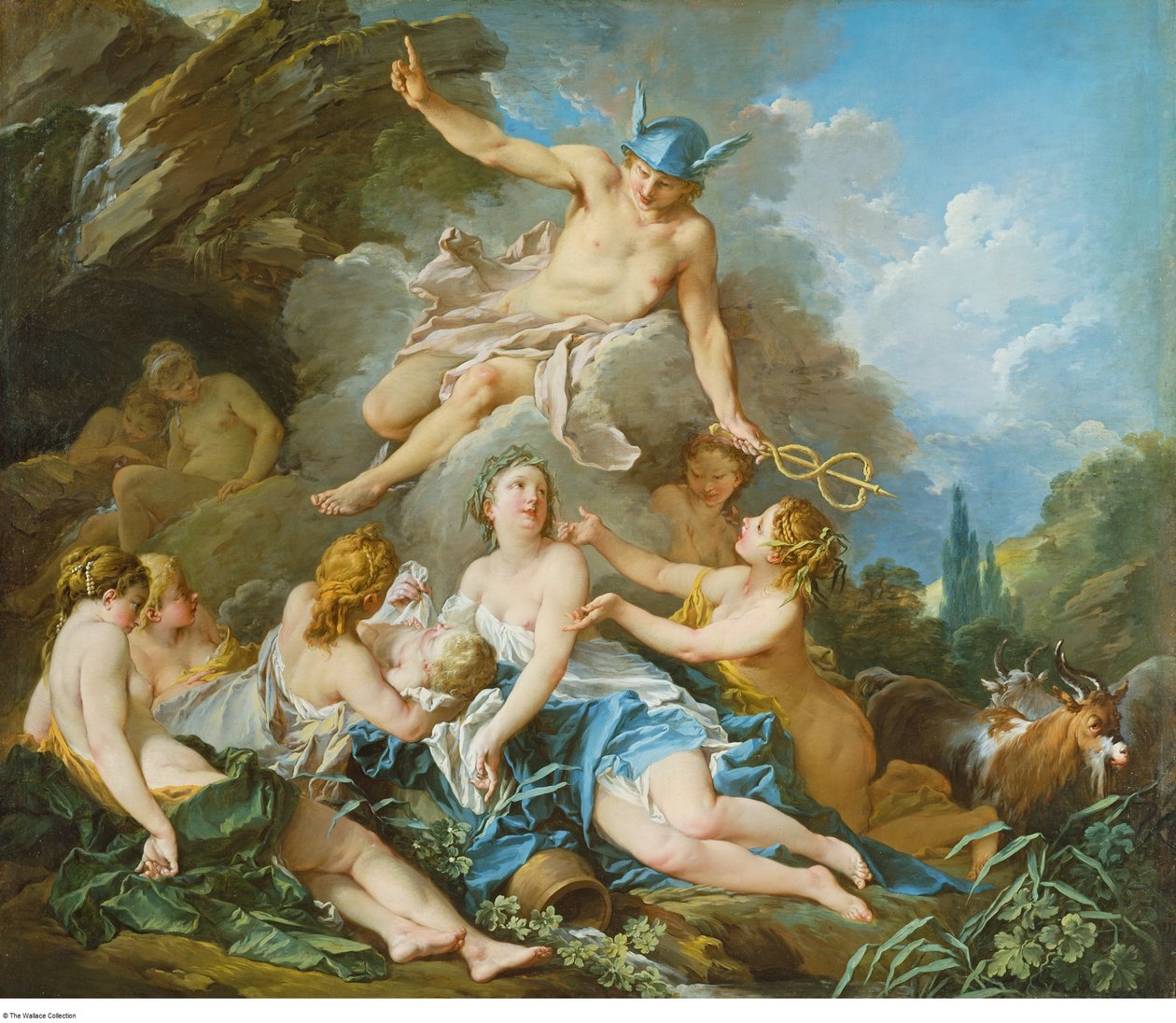 Boucher - Mercurio confiando el Niño Baco a las Ninfas, c. 1732 - 1734 de François Boucher