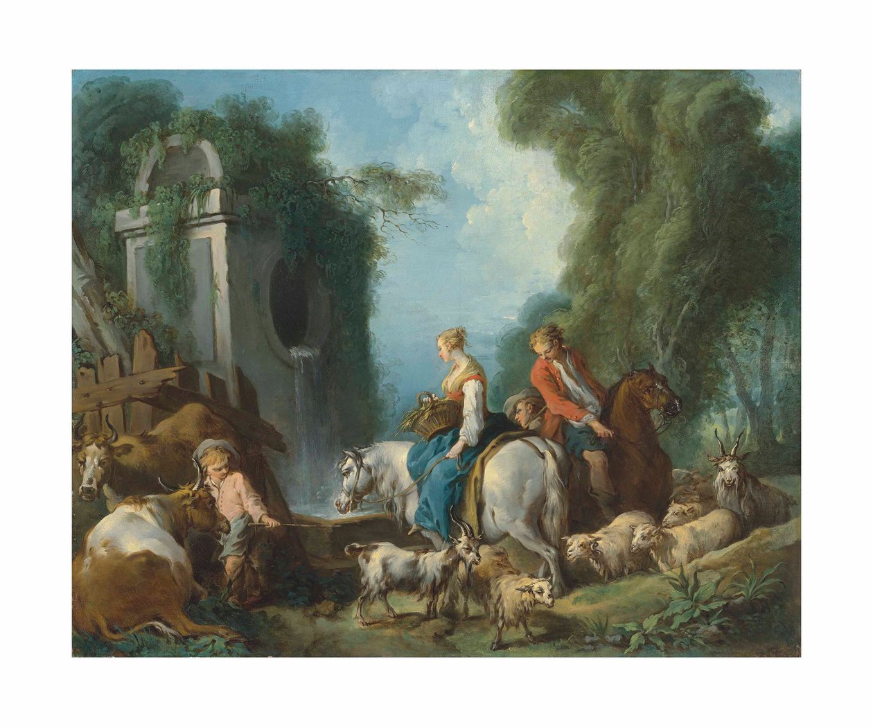 Boucher - Pastoral en la fuente de François Boucher