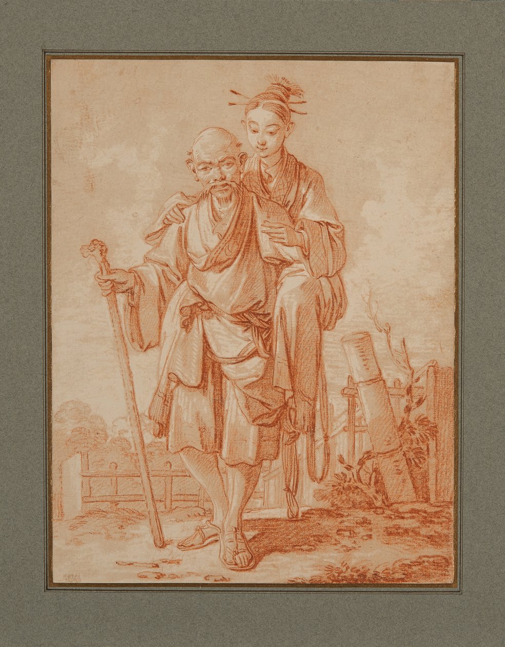 Pareja china en un paisaje de François Boucher