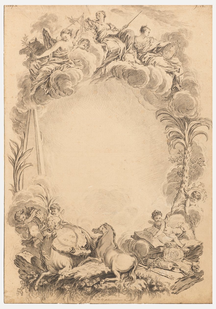 Diseño para un escudo en honor a William Earl Cowper (ca. 1665-1723) de François Boucher