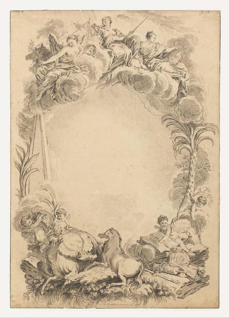 Diseño para un escudo en honor de William Earl Cowper (ca. 1665-1723) de François Boucher