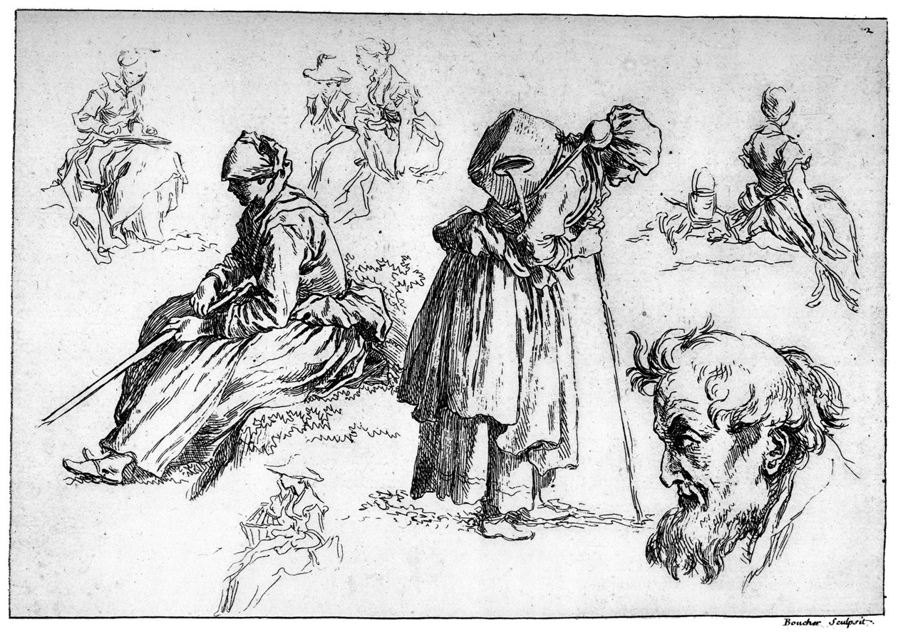Figuras diversas, c1720-1770 de François Boucher