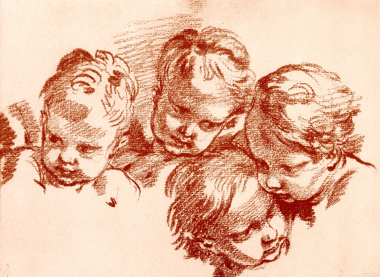Cuatro estudios de cabezas de niños de François Boucher