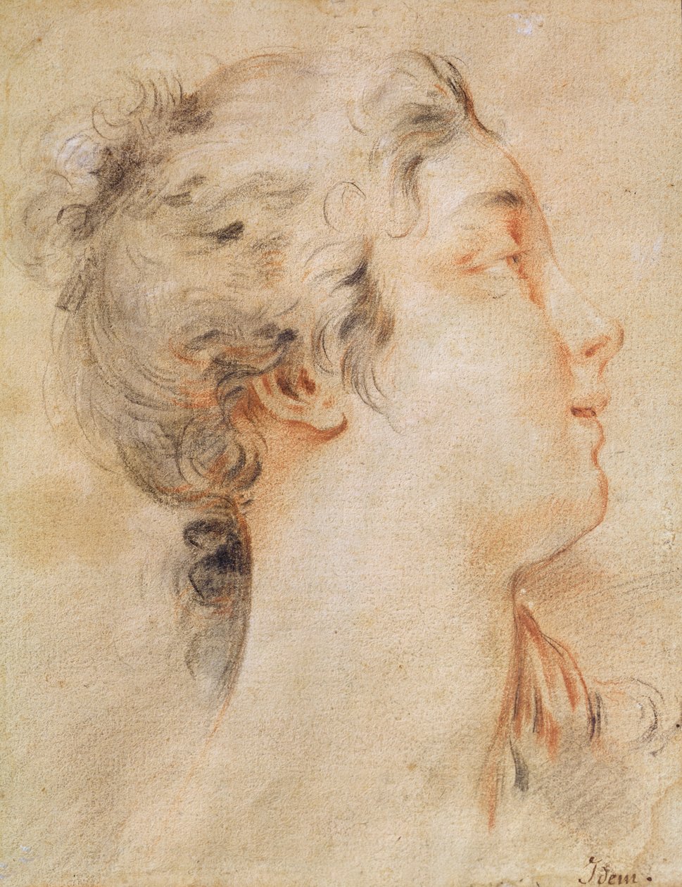 Cabeza de una mujer girada a la derecha de François Boucher