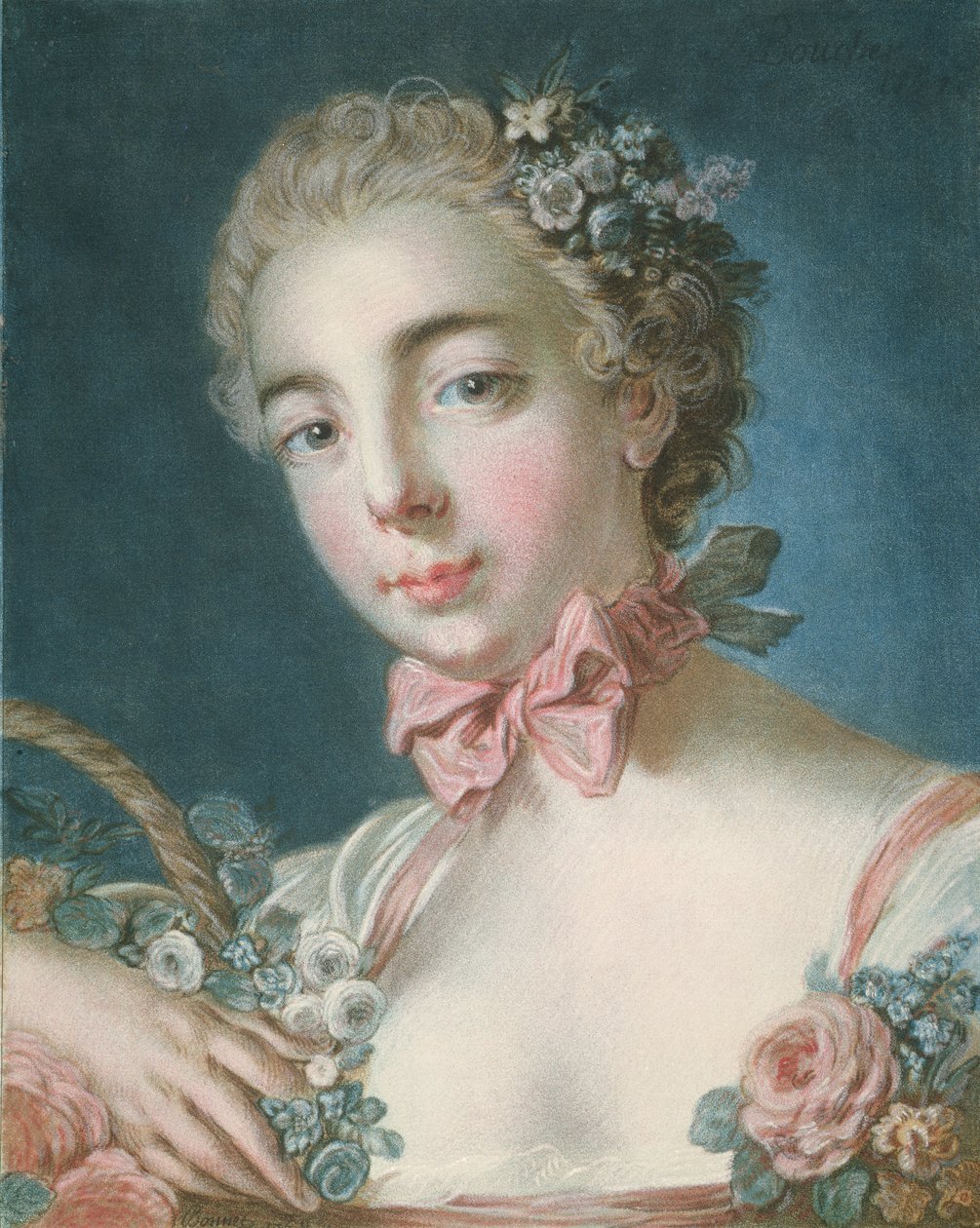 Cabeza de Flora, grabado por Louis-Marin Bonnet (1736-93) 1769 de François Boucher