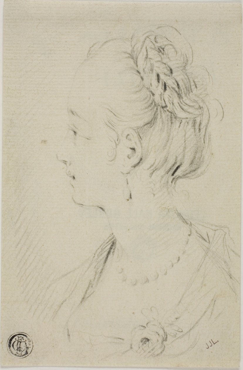Busto de perfil de mujer joven de François Boucher