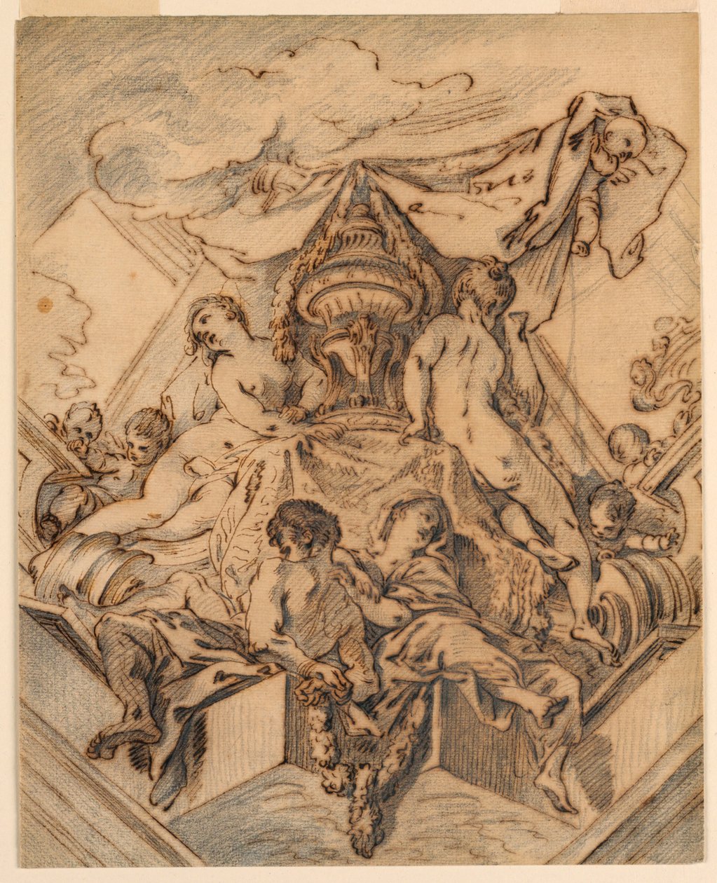 Proyecto para un motivo de esquina de un techo pintado de François Boucher