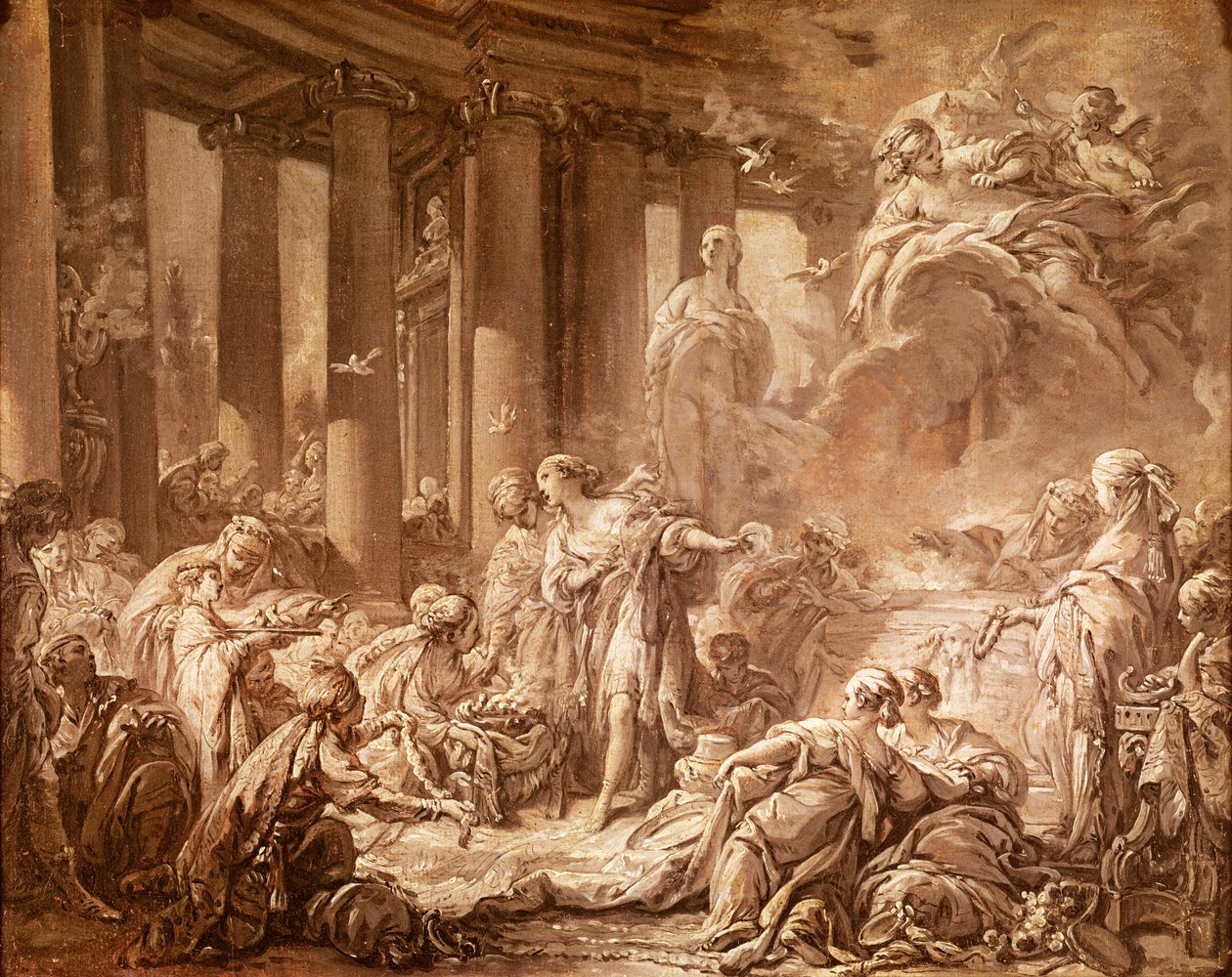 Psique recibiendo los honores divinos (estudio preparatorio), c.1740 de François Boucher
