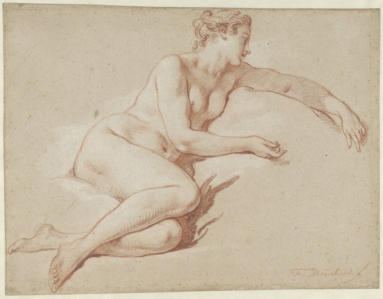Desnudo femenino recostado
Desnudo femenino recostado, mirando a la derecha de François Boucher