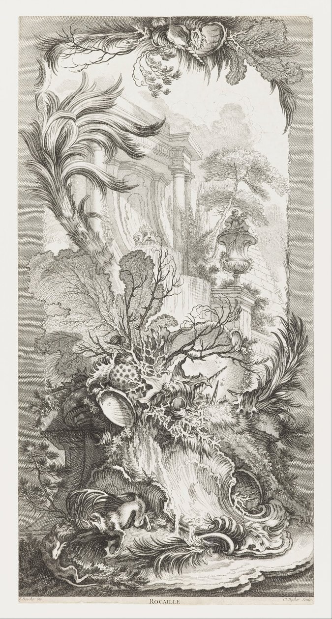Rocaille [Diseño rococó], en Nouveaux Morceaux pour des Paravents [Nuevos conceptos para las mamparas]. de François Boucher