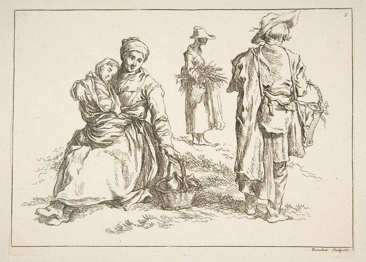 Hoja de bocetos, 1753 de François Boucher